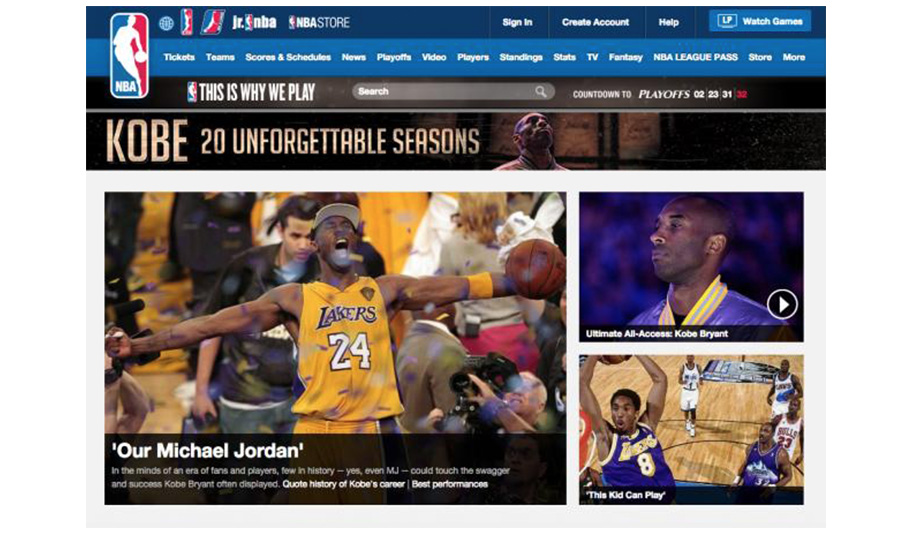 Kobe Bryant NBA Tribute Page (Image by Adage)