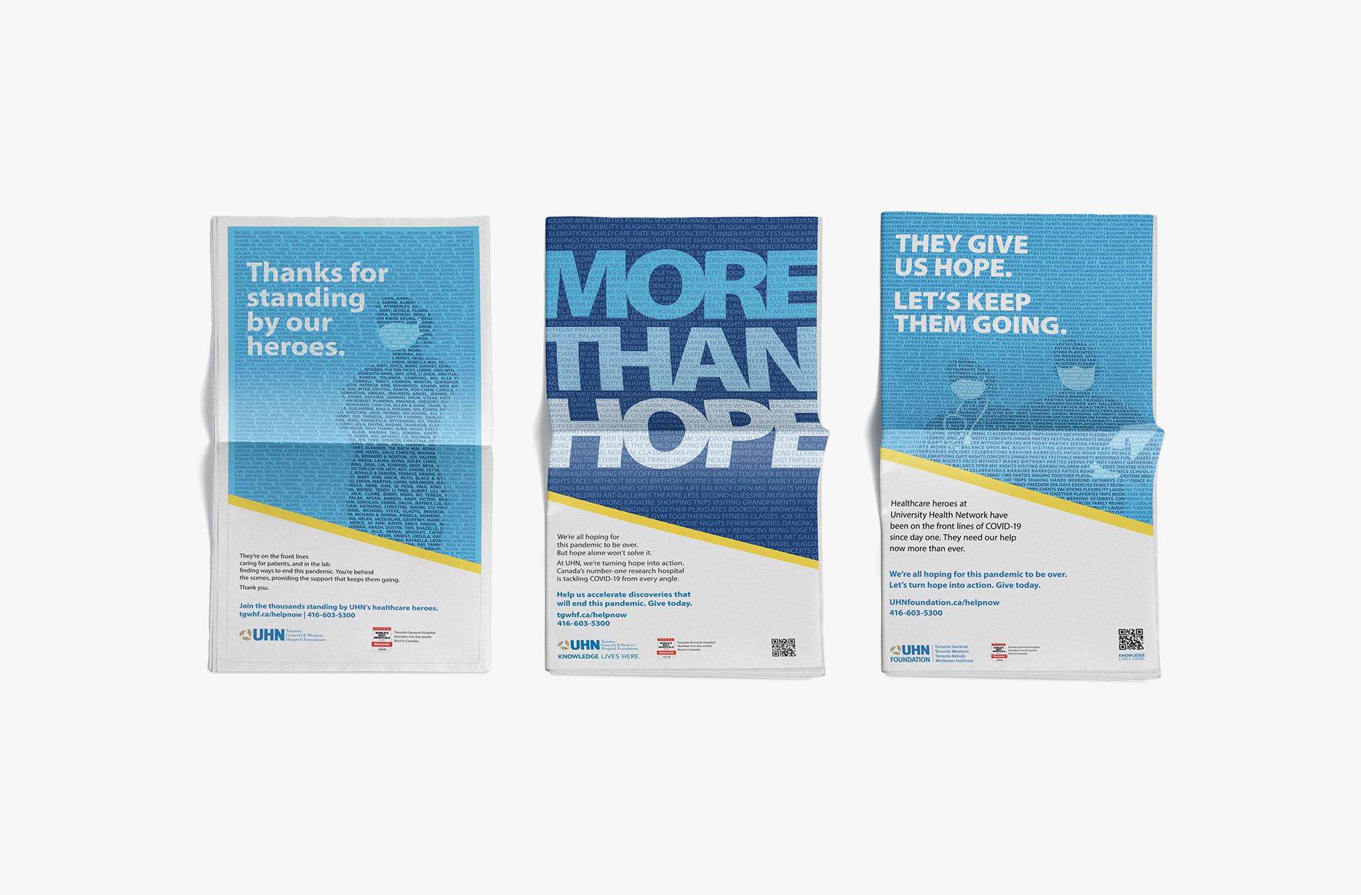 UHN Foundation More Than Hope print campaign ads